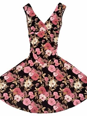 Y2K Vintage Floral Babydoll Ruched Skater Mini Dress